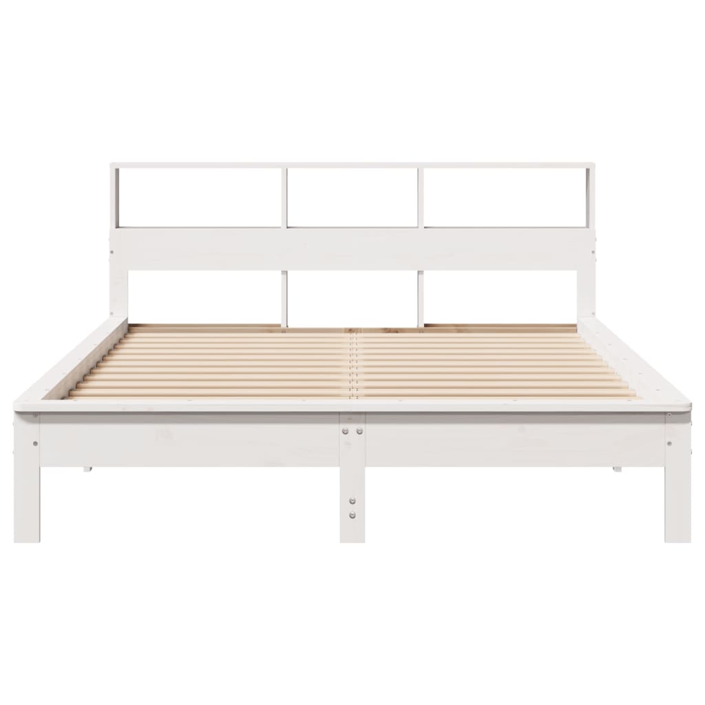 Cama com estante sem colchão 120x190 cm pinho maciço branco