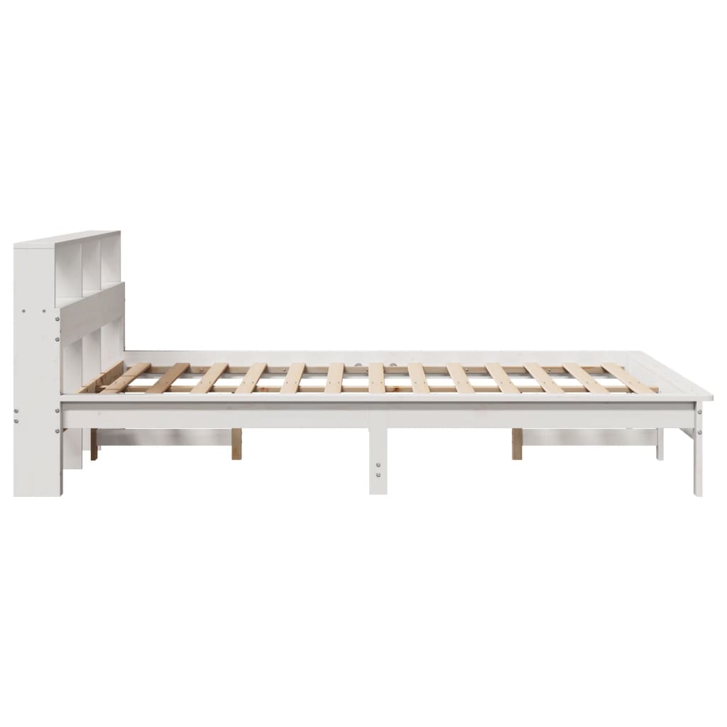 Cama com estante sem colchão 120x190 cm pinho maciço branco