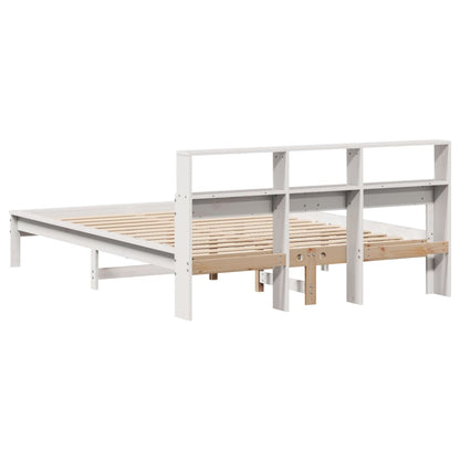 Cama com estante sem colchão 120x190 cm pinho maciço branco