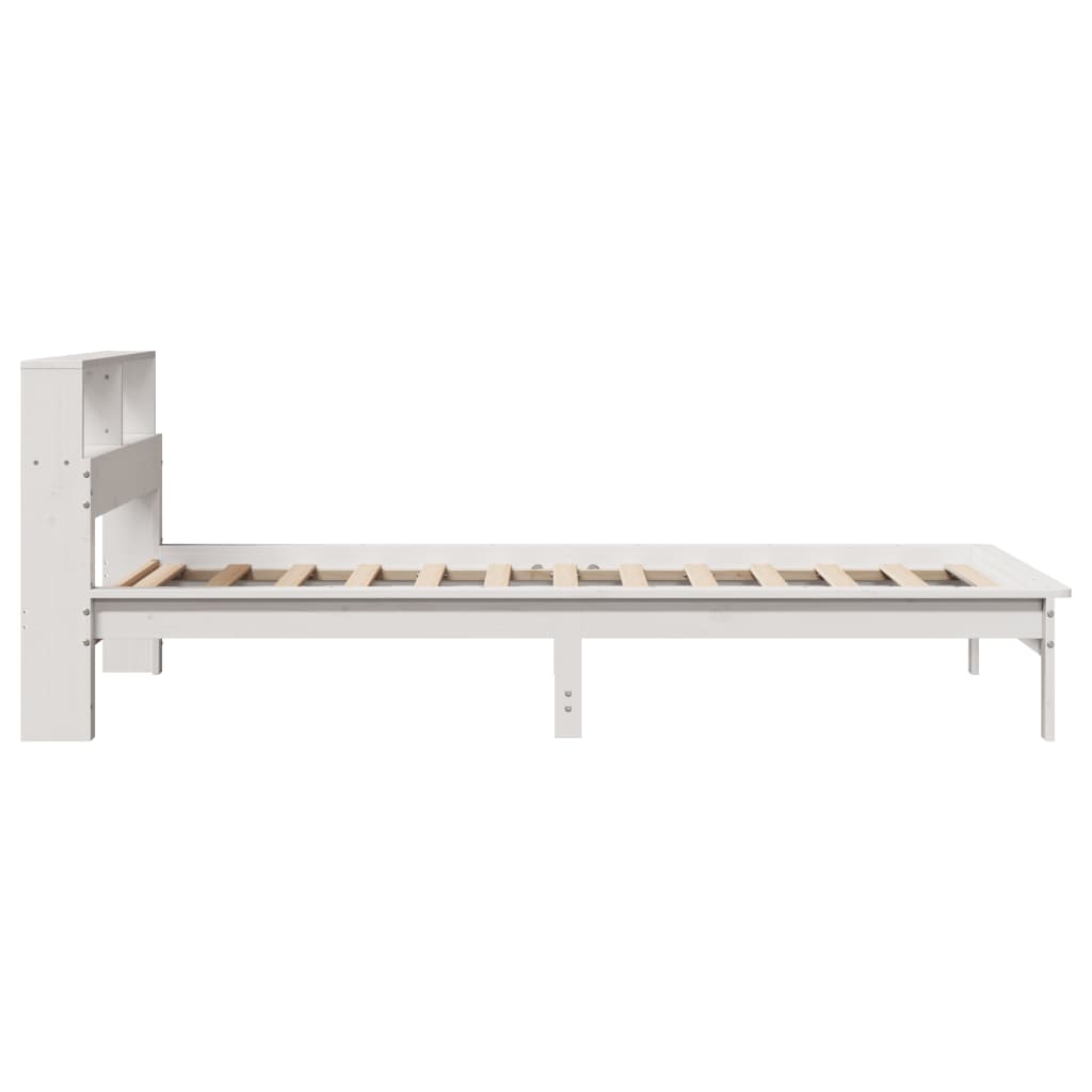 Cama com estante sem colchão 90x190 cm pinho maciço branco