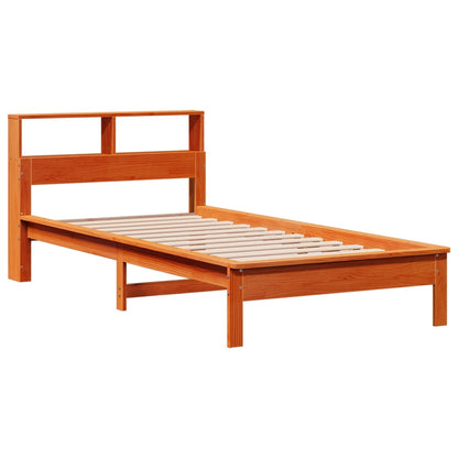 Cama com estante sem colchão 90x190cm pinho maciço castanho-mel