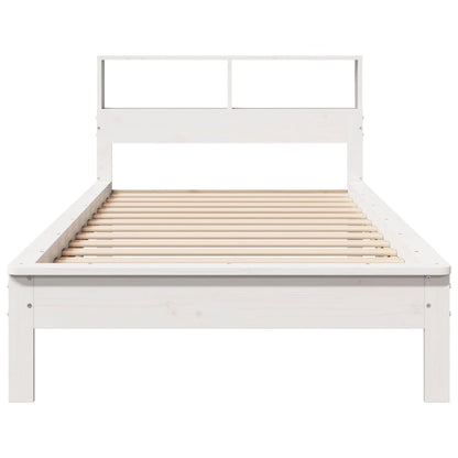 Cama com estante sem colchão 75x190 cm pinho maciço branco