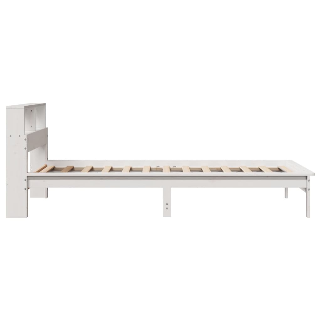 Cama com estante sem colchão 75x190 cm pinho maciço branco