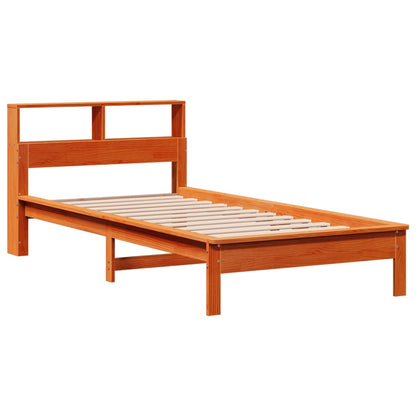 Cama com estante sem colchão 75x190cm pinho maciço castanho-mel