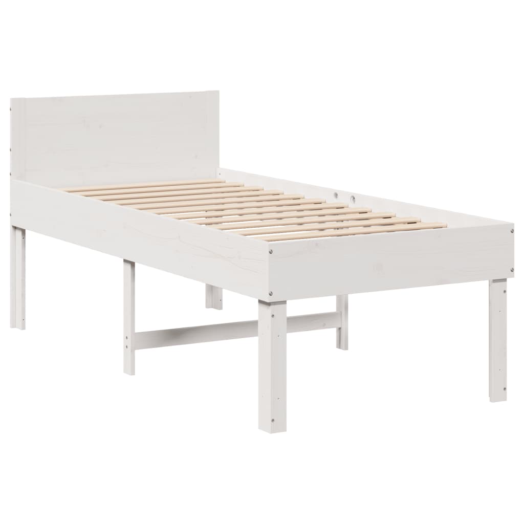 Cama sem colchão 90x200 cm madeira de pinho maciça branco