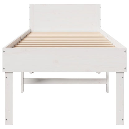 Cama sem colchão 90x200 cm madeira de pinho maciça branco