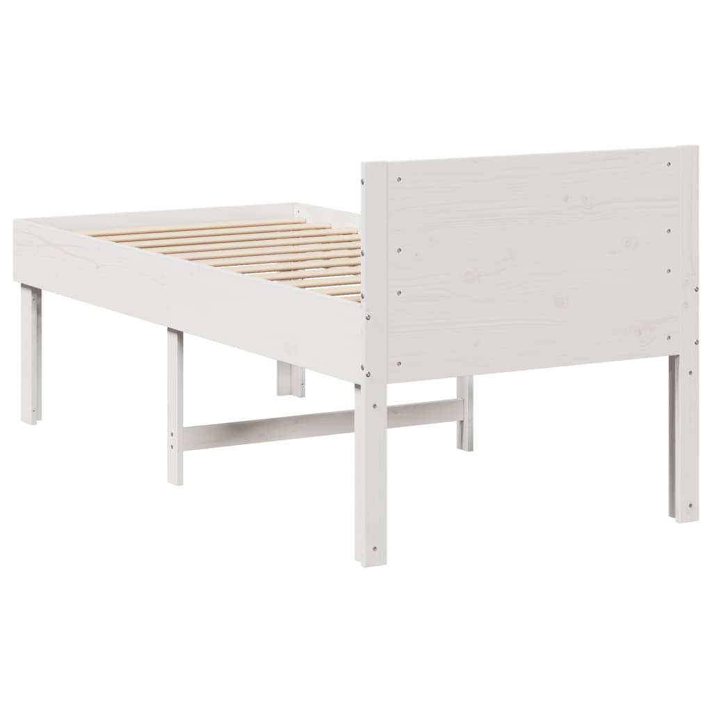 Cama sem colchão 90x200 cm madeira de pinho maciça branco