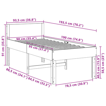 Cama sem colchão 90x190 cm madeira de pinho maciça