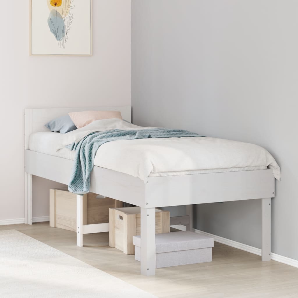 Cama sem colchão 90x190 cm madeira de pinho maciça branco