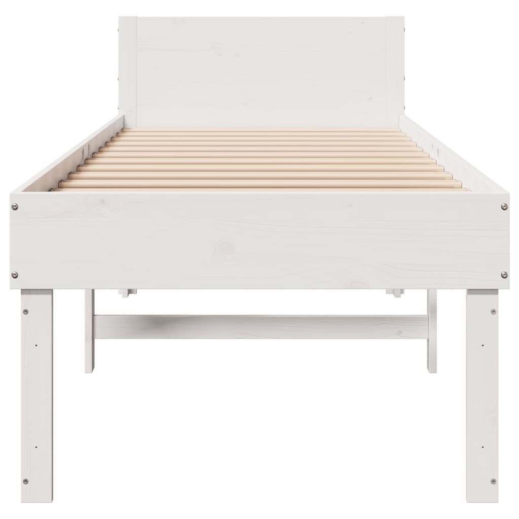 Cama sem colchão 75x190 cm madeira de pinho maciça branco