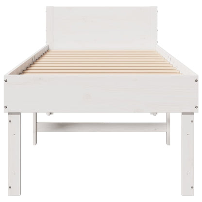 Cama sem colchão 75x190 cm madeira de pinho maciça branco