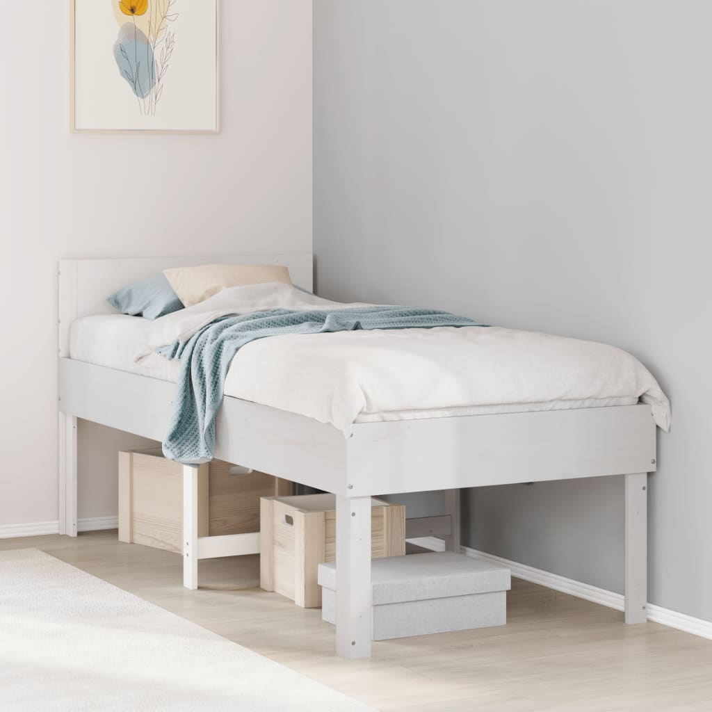 Cama sem colchão 75x190 cm madeira de pinho maciça branco