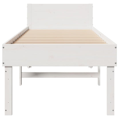 Estrutura de cama sem colchão 80x200 cm pinho maciço branco