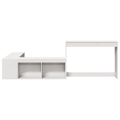 Mesa cabeceira c/ secretária 232x122x75 cm pinho maciço branco