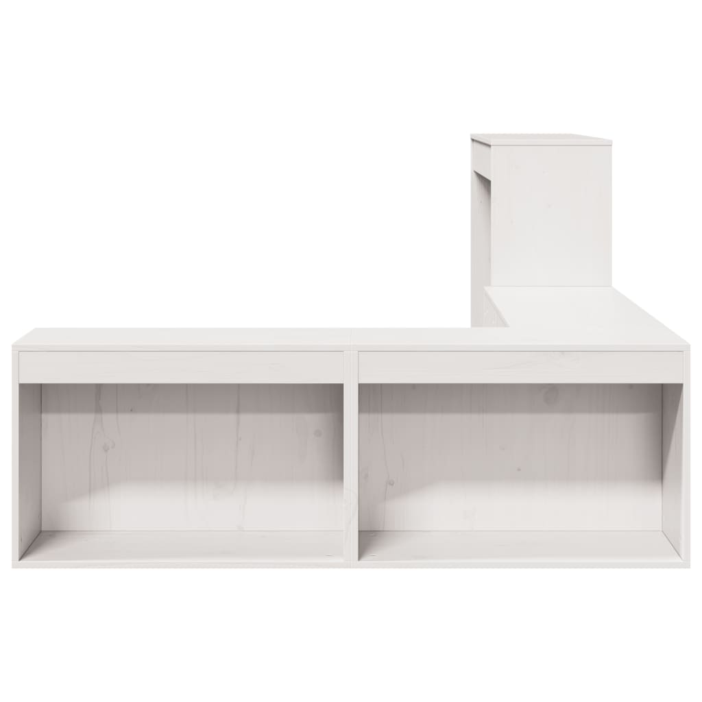 Mesa cabeceira c/ secretária 232x122x75 cm pinho maciço branco