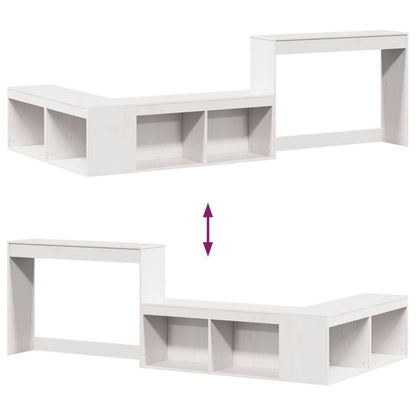 Mesa cabeceira c/ secretária 232x122x75 cm pinho maciço branco