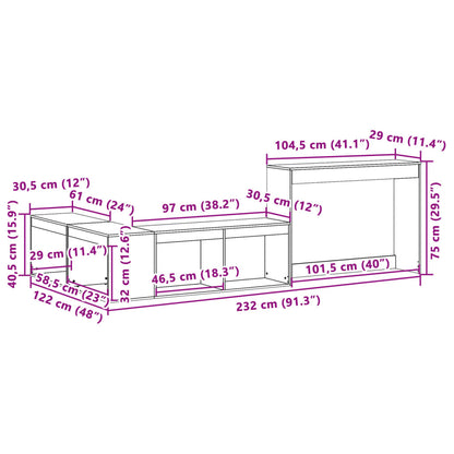 Mesa cabeceira c/ secretária 232x122x75 cm pinho maciço branco