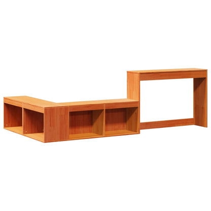 Mesa de cabeceira c/ secretária 232x122x75cm pinho castanho-mel