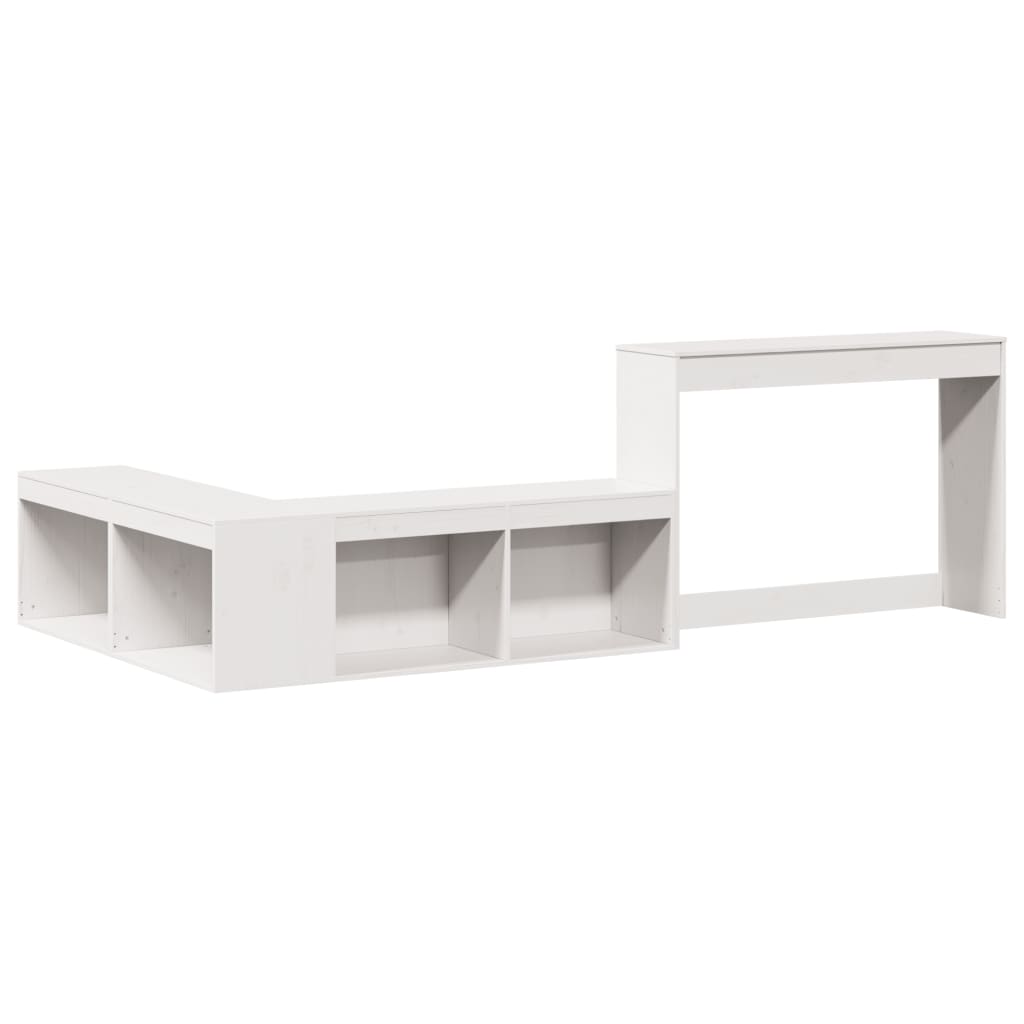 Mesa cabeceira c/ secretária 222x122x75 cm pinho maciço branco