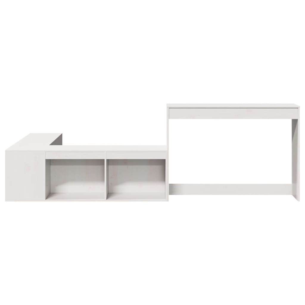 Mesa cabeceira c/ secretária 222x107x75 cm pinho maciço branco