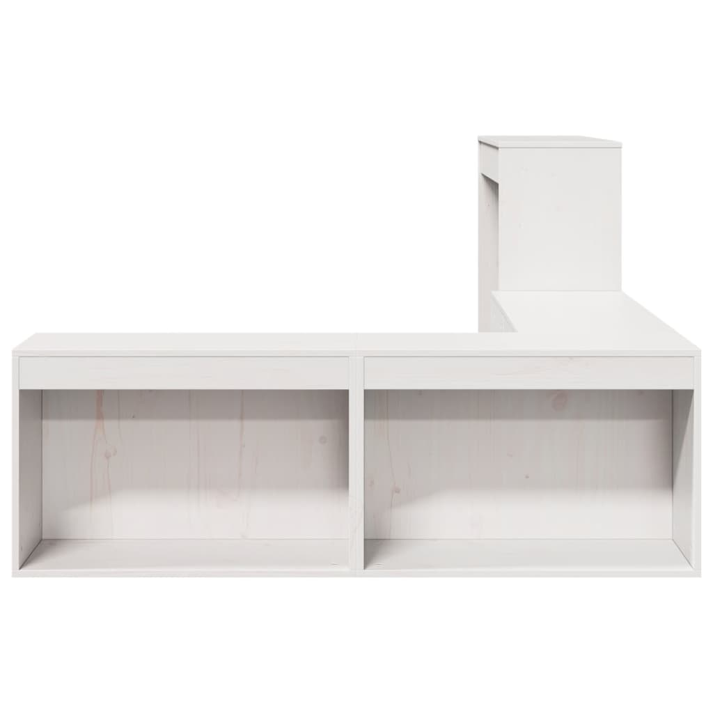 Mesa cabeceira c/ secretária 222x107x75 cm pinho maciço branco