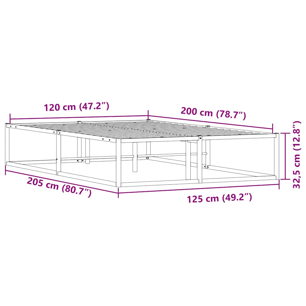 Estrutura de cama sem colchão branco 120x200 cm metal