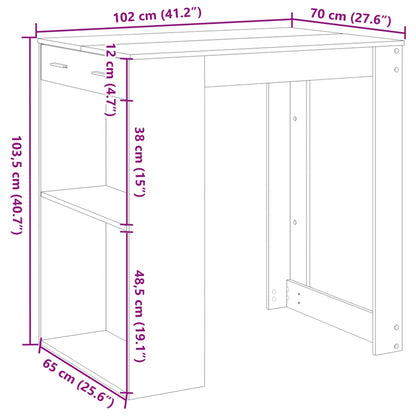 Mesa de bar 102x70x103,5 cm derivados madeira cinzento cimento