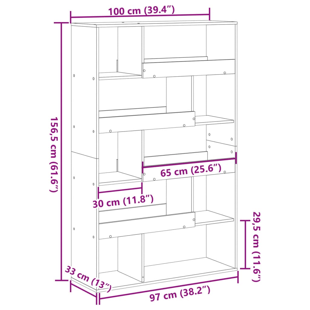 Estante 100x33x156,5 cm derivados de madeira carvalho sonoma