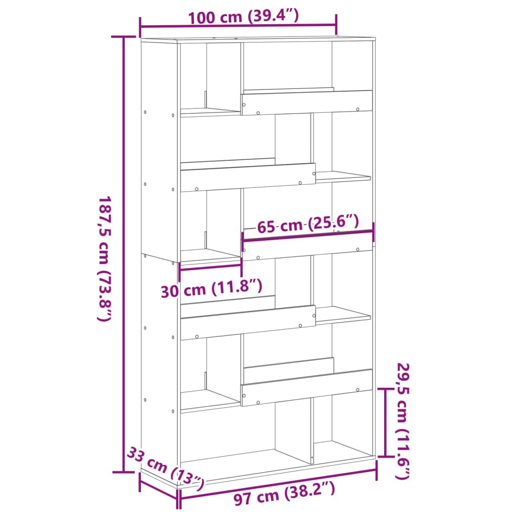 Estante 100x33x187,5 cm derivados de madeira branco