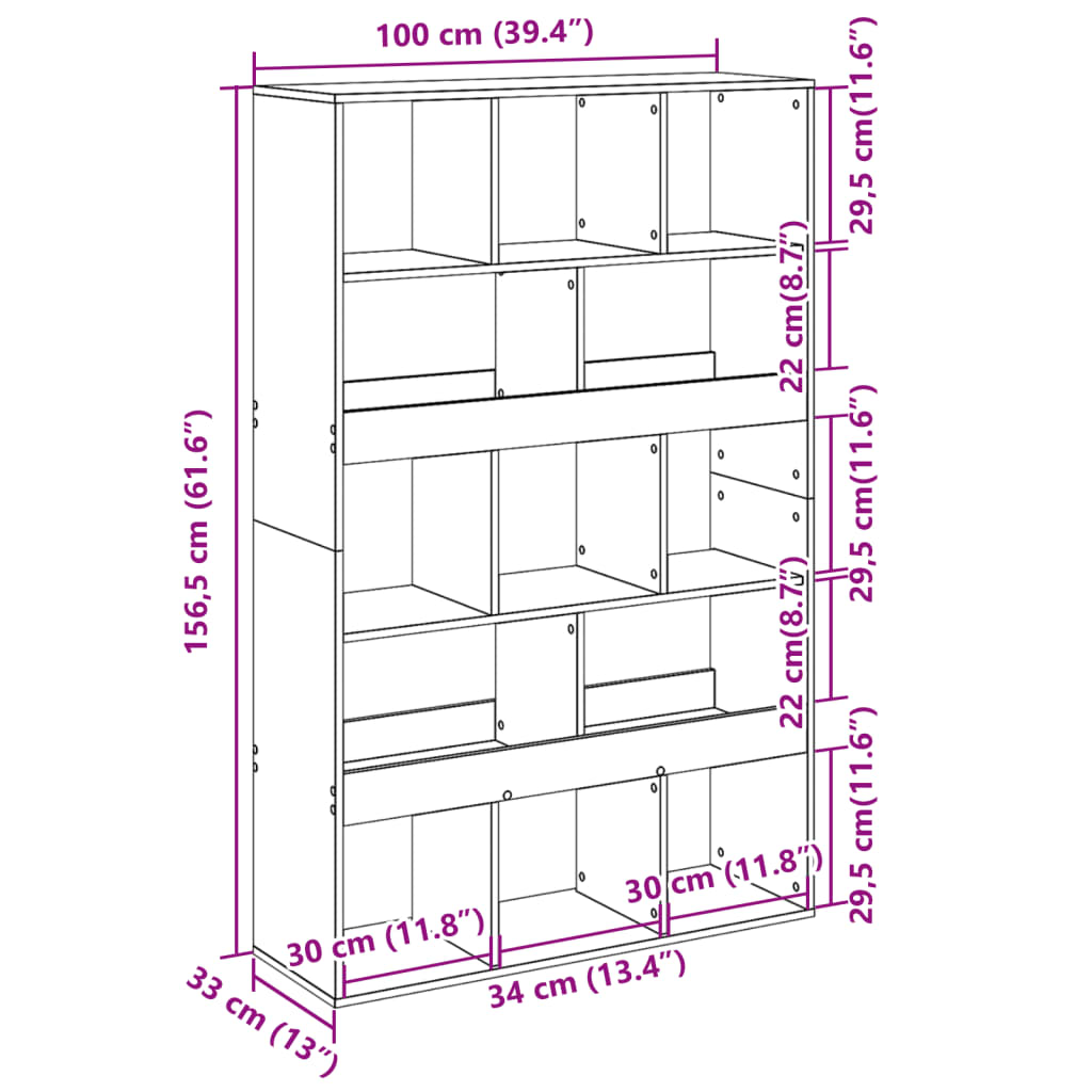 Estante 100x33x156,5 cm derivados de madeira cinzento sonoma