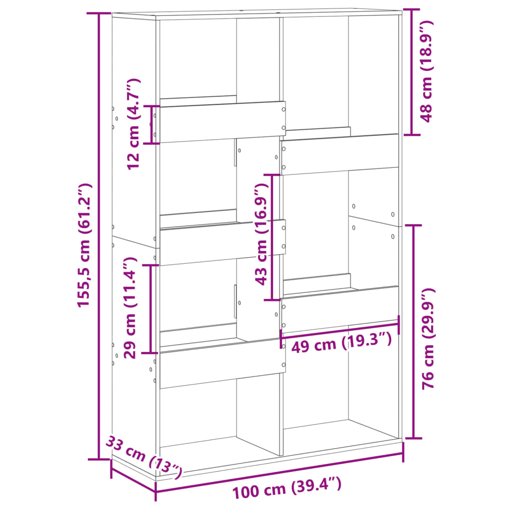 Estante 100x33x155,5 cm derivados de madeira branco