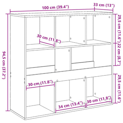 Divisória 100x33x94,5 cm derivados de madeira cinzento cimento