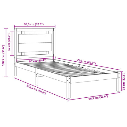 Cama extra longa sem colchão 90x210 cm madeira maciça