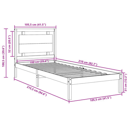 Cama extra longa sem colchão 100x210 cm madeira maciça