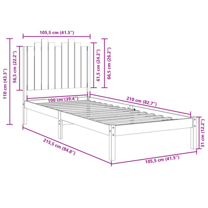 Cama extra longa sem colchão 100x210 cm madeira maciça