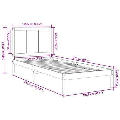 Cama extra longa sem colchão 100x210 cm madeira maciça