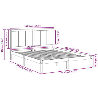 Cama extra longa sem colchão 140x210 cm madeira maciça