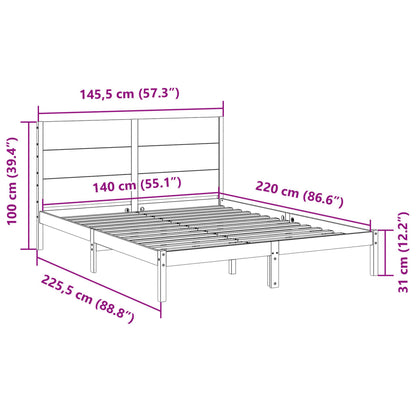 Cama extra longa sem colchão 140x220 cm madeira maciça