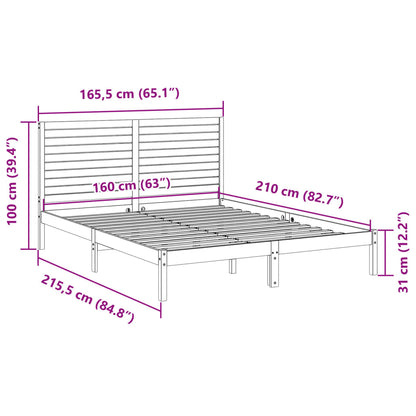 Cama extra longa sem colchão 160x210 cm madeira maciça