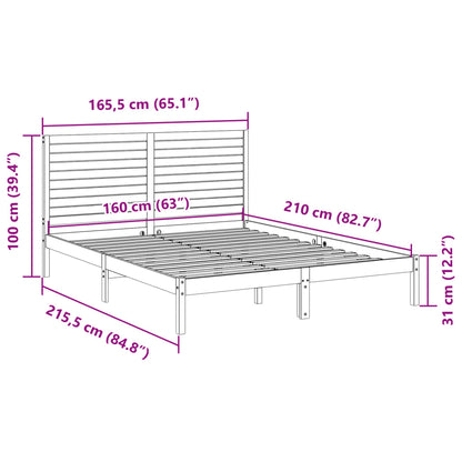 Cama extra longa sem colchão 160x210 cm madeira maciça