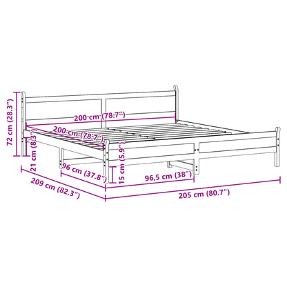 Cama sem colchão 200x200 cm pinho maciço castanho-mel