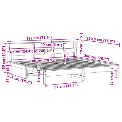 Cama sem colchão 180x200 cm pinho maciço castanho-mel