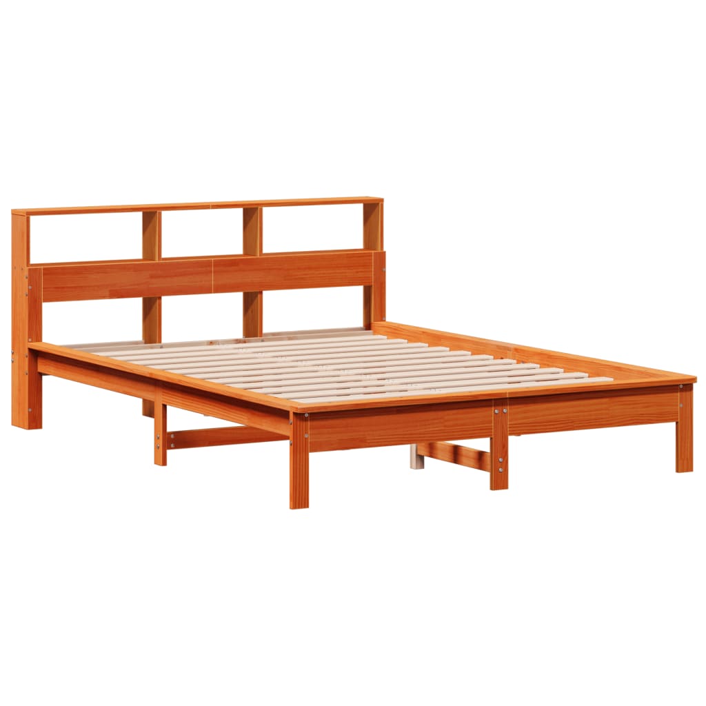 Cama sem colchão 135x190 cm madeira pinho maciça castanho-mel