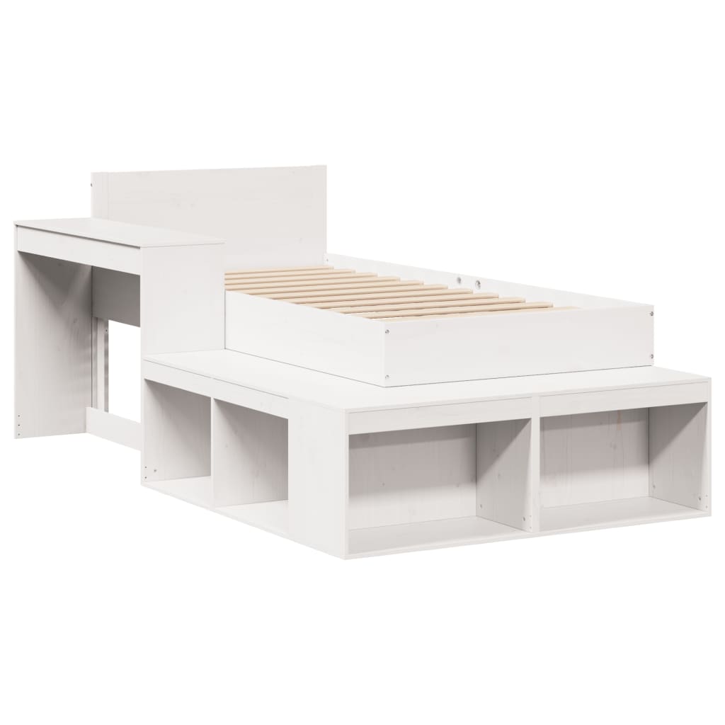 Cama Steve - Sem Colchão - 75x190 cm - Madeira de Pinho Maciça - Cor Branco