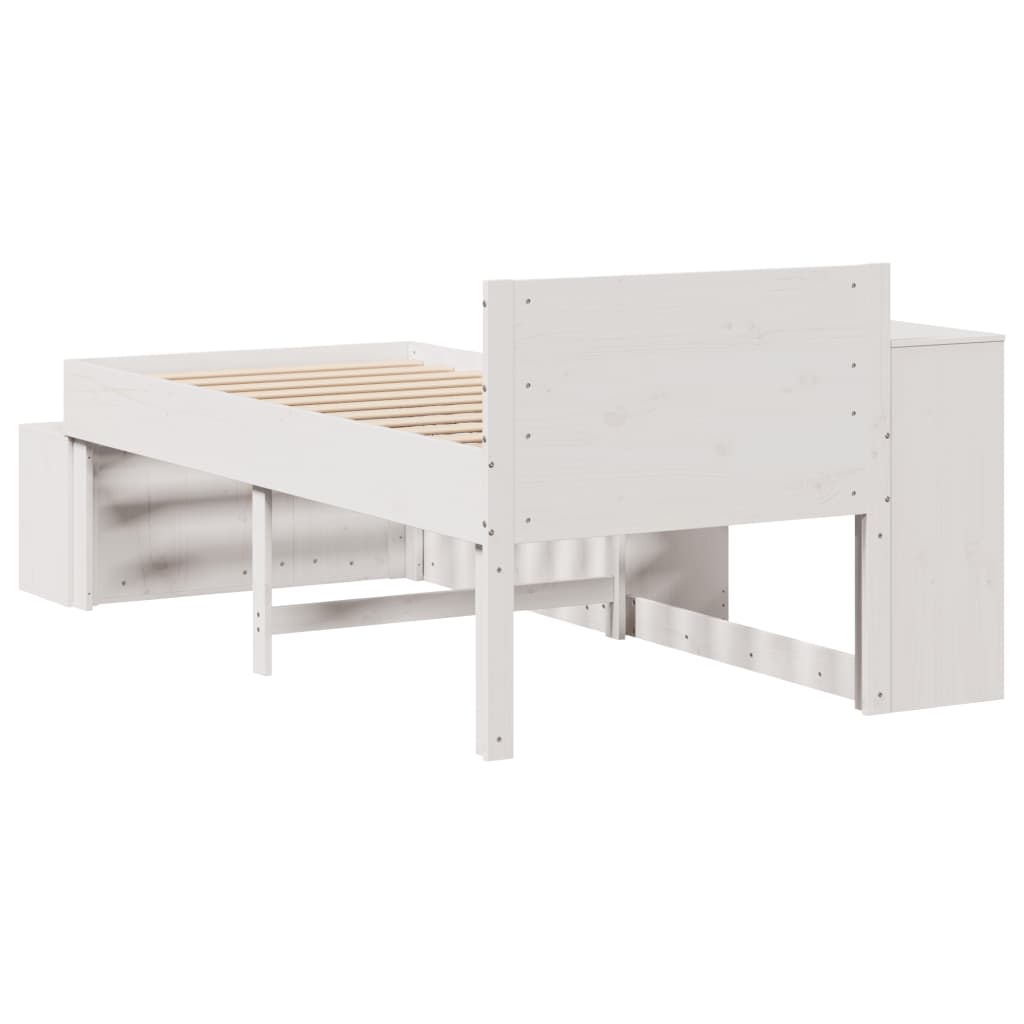 Estrutura de cama sem colchão 80x200 cm pinho maciço branco