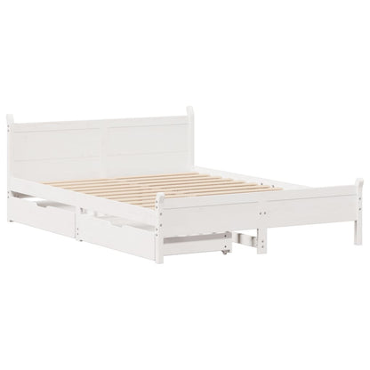 Cama sem colchão 150x200 cm madeira de pinho maciça branco