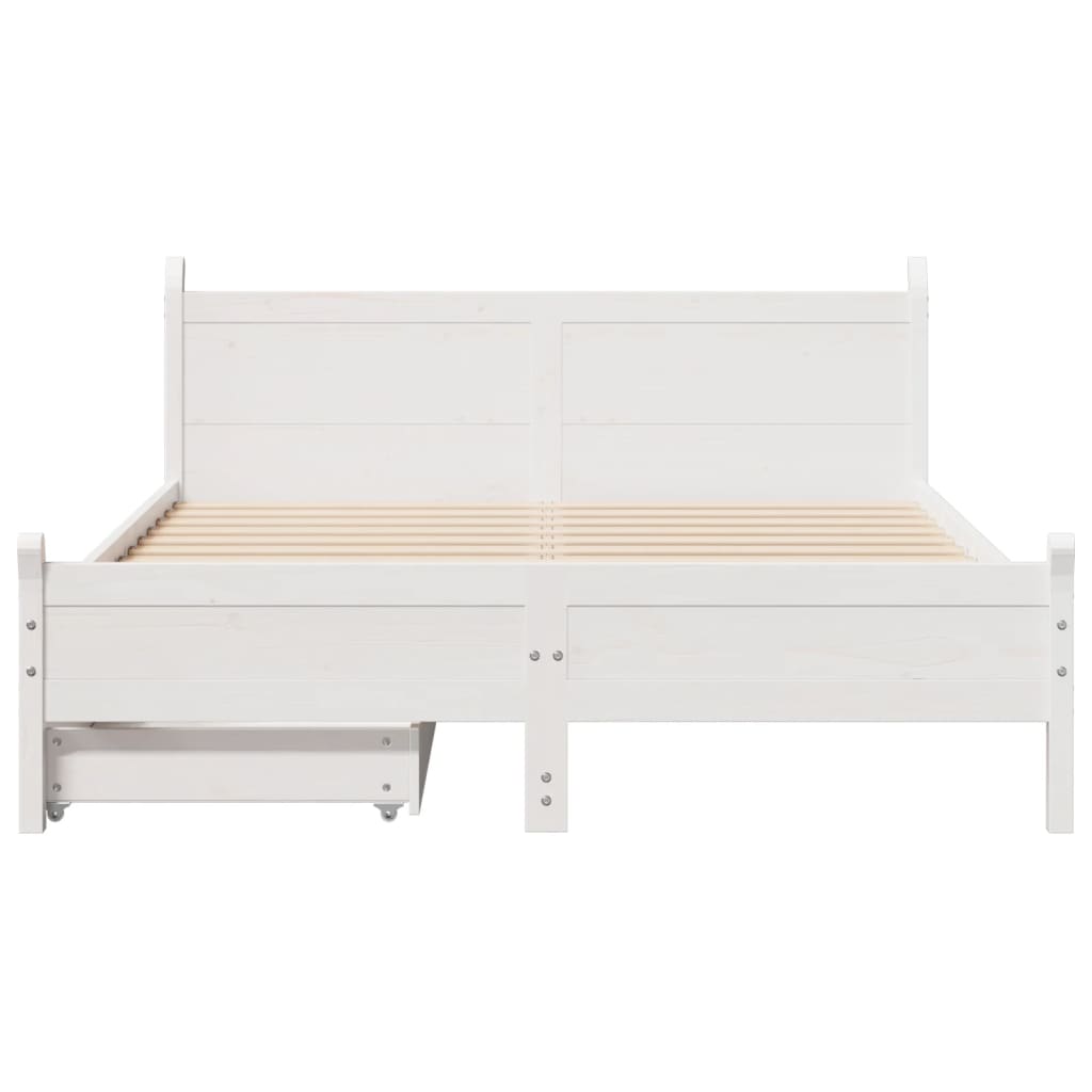 Cama sem colchão 150x200 cm madeira de pinho maciça branco