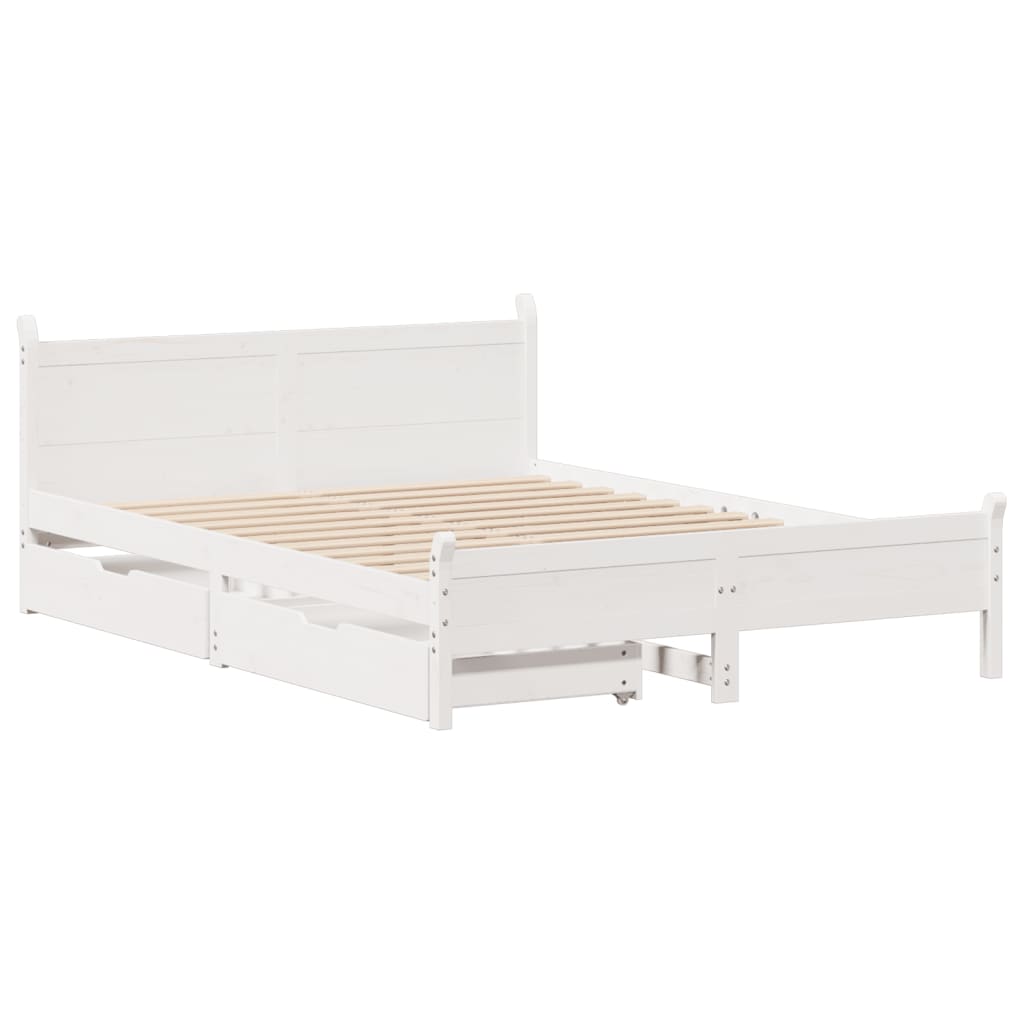 Cama sem colchão 140x190 cm madeira de pinho maciça branco