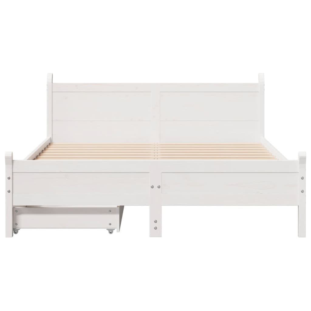 Cama sem colchão 140x190 cm madeira de pinho maciça branco