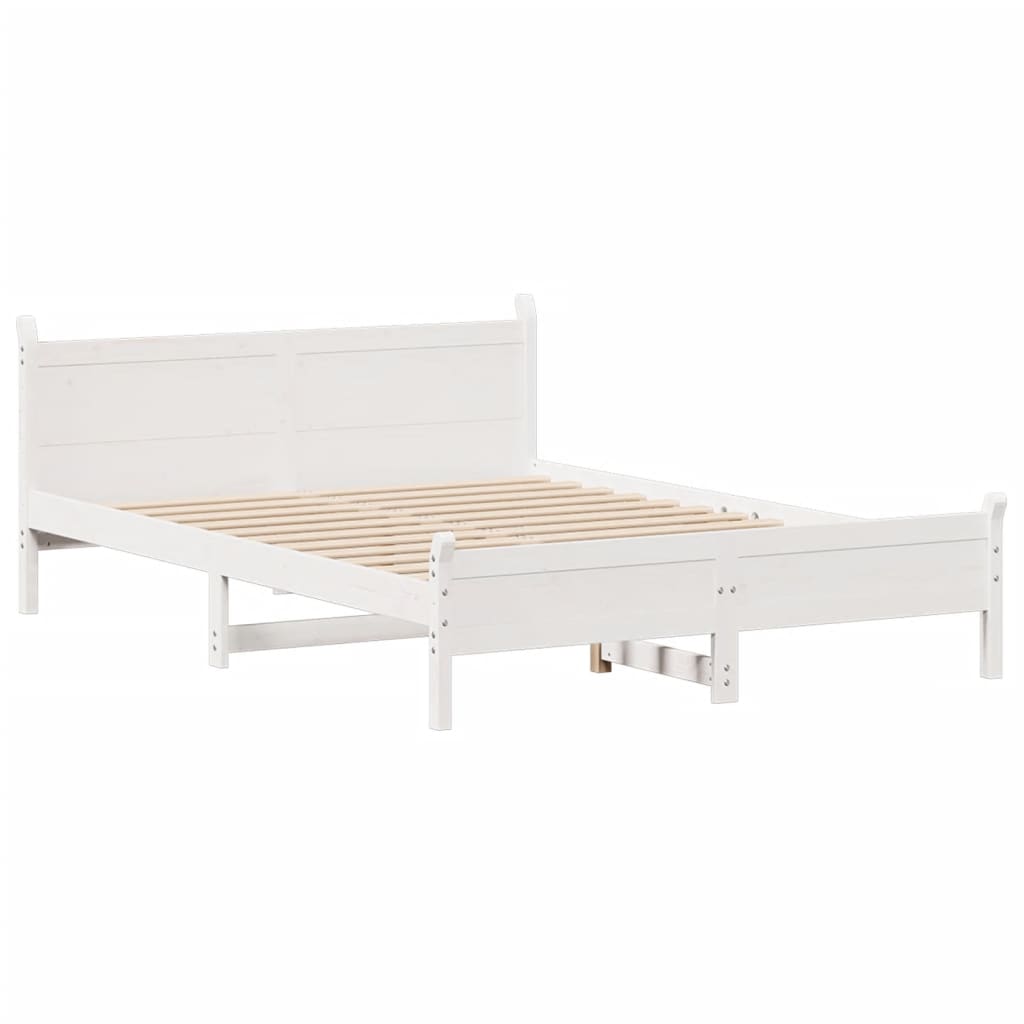 Cama sem colchão 140x190 cm madeira de pinho maciça branco